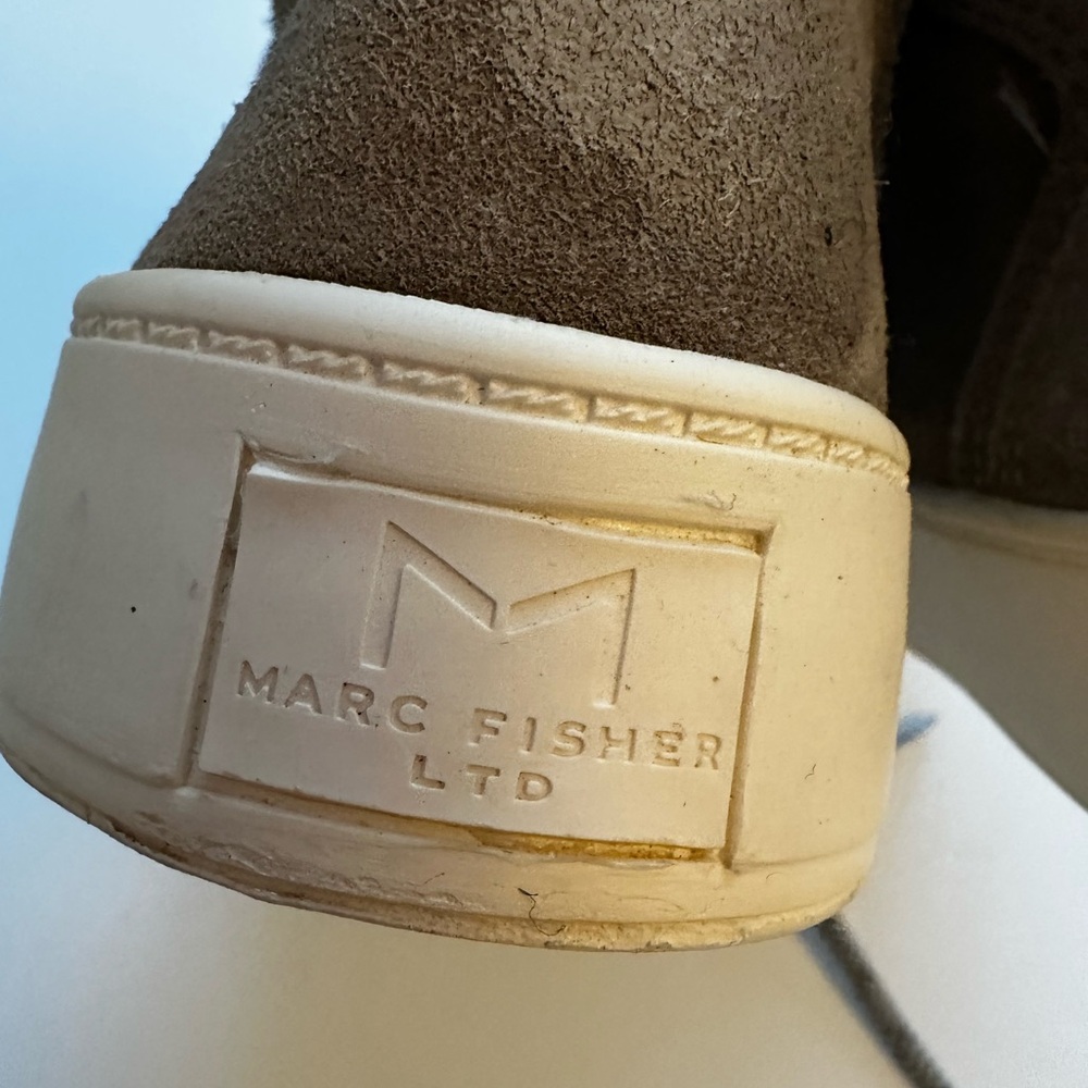 Marc Fisher Taupe Suede ankle boot with Cream Sole - Picture 5 of 9